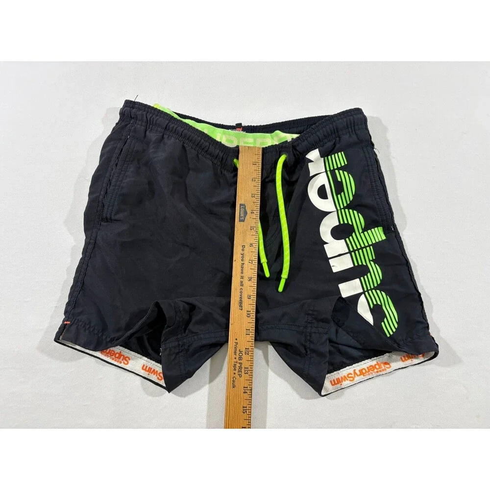 Superdry Premium Lined Swim Shorts Mens Volley Trunks Athletic Black Mesh Sz S